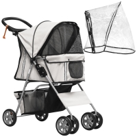 PawHut hondentrolley, opvouwbare hondenbuggy, hondentrolley met regenhoes, grijs