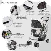 PawHut Hundebuggy Hundewagen bis 10 kg Klappbar Regenschutz Bodenkorb 2 Becherhalter 75 cm x 45 cm x 97 cm Grau(m-7)