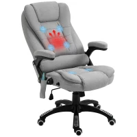 Vinsetto Office Chair, Ergonomic Desk Chair with 6-Point Massage and Back Heated, Linen-Feel Fabric Computer Gaming Chair with Arms, Lumbar Support, Light Grey(m-11)