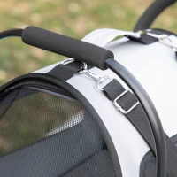 PawHut 3in1 Hundewagen, 2 Kabinen, klappbar, Aufbewahrungskorb, Stahlrahmen, grau, 67 x 49 x 99 cm(m-9)