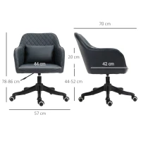 Vinsetto Velvet Office Chair, Desk Chair, Makeup Vanity Chair with Massage Lumbar Pillow and Rolling Wheels for Bedroom and Home, Deep Blue(m-3)