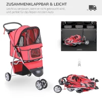 PawHut WÓZEK SPACEROWY DLA PSA KOTA TRANSPORTER czerwony(m-4)