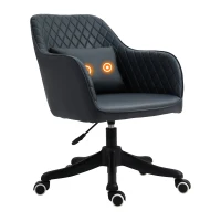 Vinsetto Velvet Office Chair, Desk Chair, Makeup Vanity Chair with Massage Lumbar Pillow and Rolling Wheels for Bedroom and Home, Deep Blue(m-11)