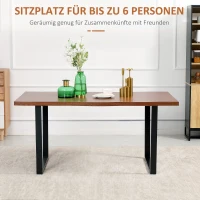 HOMCOM Esstisch im Industrie-Design, Küchentisch, großer Tisch, 160 cm x 85 cm x 75 cm, Braun + Schwarz(m-5)