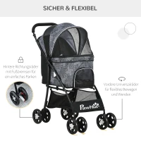 PawHut hondenbuggy, opvouwbare hondenwagen, hondenbuggy met kussen, kinderwagen voor katten(m-6)