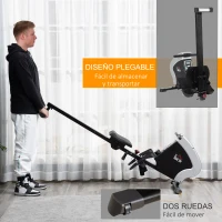HOMCOM Máquina de Remo Magnética Plegable con 8 Niveles de Resistencia Monitor Digital 2 Ruedas de Transporte y Marco de Acero para Fitness en Casa Carga 130 kg 183x56x56 cm Negro(m-6)