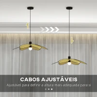 HOMCOM Candeeiro de Teto com Forma de Flor Candeeiro de Teto de Vime Sintético com Cabo Ajustável Ø68x115 cm Madeira(m-5)