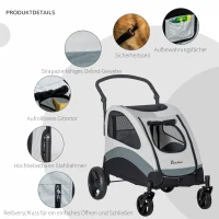 PawHut wózek dla psa spacerówka dla psa na 4 kółkach składany szary+czarny(m-5)