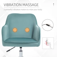 Vinsetto Scaun de birou cu perne de masaj cu roti inaltime reglabila, captuseala ergonomica de lux verde(m-4)