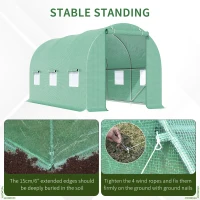 Outsunny 4.5 x 2 x 2m Polytunnel Greenhouse Outdoor Portable Walk-In Greenhouse with Windows(m-6)