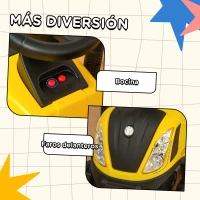 HOMCOM Tractor para Niños de 12-36 Meses con Remolque Extraíble Coche Correpasillos con Bocina Faros Pala Asiento de Suelo 25 cm y Rastrillo Carga 25 kg 91x29x44 cm Amarillo(m-6)