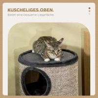 PawHut Drapak dla Kota z 3 Poziomami, z Matą do Drapania z Sizalowego Sznura, Drapak dla Kota, 38 cm x 38 cm x 70 cm, Szary(m-5)