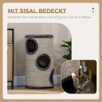 PawHut Drapak dla Kota z 3 Poziomami, z Matą do Drapania z Sizalowego Sznura, Drapak dla Kota, 38 cm x 38 cm x 70 cm, Szary(m-6)