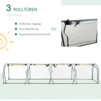 Outsunny Foliengewächshaus Gewächshaus Treibhaus mit Tür Frühbeet Pflanzenhaus Pflanzenaufzucht Stahl PE Transparent Grün 395 x 100 x 80 cm(m-4)