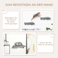 PawHut kattenbed kattenligplaats kattenplank muur wandmontage pluche MDF grijs + wit(m-5)