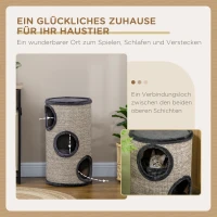 PawHut Drapak dla Kota z 3 Poziomami, z Matą do Drapania z Sizalowego Sznura, Drapak dla Kota, 38 cm x 38 cm x 70 cm, Szary(m-4)