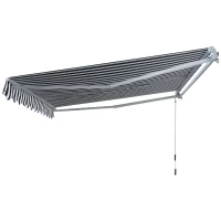 Outsunny markiza przegubowa markiza składana z korbką ręczną aluminium 3,5 x 2,5 m kolor szary+biały(m-5)