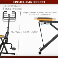 HOMCOM Heimtrainer für Squats, Kniebeugen, höhenverstellbar, klappbar, Stahl, schwarz+gelb, 90B x 63T x 124-136Hcm(m-6)