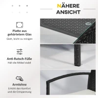 Outsunny komplet wypoczynkowy z technorattanu 7 elementów z poduszkami kolor czarny(m-6)