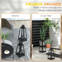 HOMCOM Set de 2 Seminee Independente cu Etanol, Semineu cu Bioetanol pentru Interior sau Exterior cu Capac de Flacara, Rezervor de 0,4L, max. 15㎡, Arde pana la 2 ore, Negru(m-6)