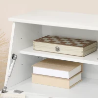 HOMCOM Sekretär Schreibtisch Kommode Schreibkommode Klappensekretär platzsparender Computertisch mit Schrank Weiß 82 x 38,5 x 107 cm(m-8)