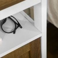 HOMCOM Comodino con Armadietto e Ripiano in Truciolato dallo Stile Rustico, 38.5x35x59.7cm, Bianco(m-8)