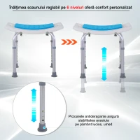 HOMCOM scaun dus, aluminiu, antiderapant, inaltime reglabila(m-6)