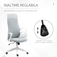 Vinsetto Scaun de birou ergonomic si tapitat, cu inaltime reglabila si functie de inclinare, 62x56x110-119.5 cm, gri(m-4)
