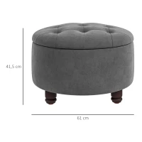 HOMCOM Luxus Hocker Sitzhocker mit Stauraum flanellenes Polsterhocker Holzbeinen Dunkelgrau 61 x 61 x 41,5 cm(m-3)
