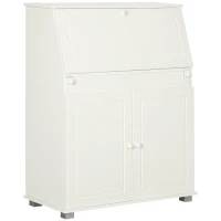 HOMCOM Sekretär Schreibtisch Kommode Schreibkommode Klappensekretär platzsparender Computertisch mit Schrank Weiß 82 x 38,5 x 107 cm(m-1)