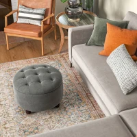 HOMCOM Luxus Hocker Sitzhocker mit Stauraum flanellenes Polsterhocker Holzbeinen Dunkelgrau 61 x 61 x 41,5 cm(m-9)