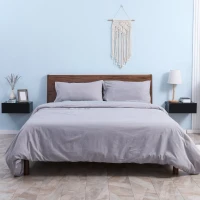 HOMCOM Set 2 Comodini Sospesi Moderni in Legno per Camera da Letto, 40x30x15cm, Nero(m-2)