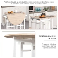Homcom Carut Bucatarie Pliabil – Cu 2 Scaune Incluse, MDF Alb(m-7)
