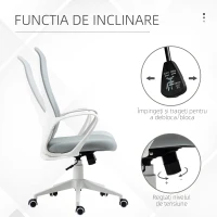 Vinsetto Scaun de birou ergonomic si tapitat, cu inaltime reglabila si functie de inclinare, 62x56x110-119.5 cm, gri(m-5)