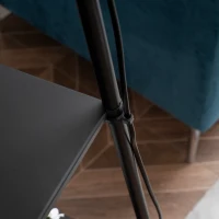 HOMCOM Lampadaire design contemporain avec 3 étagères de rangement douille E27 40 W interrupteur à pédale inclus abat-jour tissu métal 35 x 35 x 173 cm beige et noir(m-9)