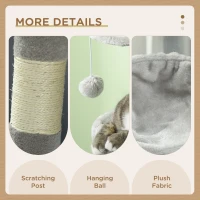 PawHut Copac de Lux de 25” pentru Pisici, din Plus, Turn Centru de Activitati Multiple cu Stalpi de Zgariere din Sisal, Perne Inaltate, Copac Spatios, Bile de Joaca, Gri Deschis(m-7)