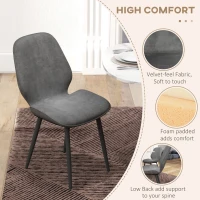 HOMCOM Set de 4 Scaune pentru Camera de Luat Masa, Scaune de Bucatarie cu Tapiterie din Material Textil din Catifea cu Picioare Metalice Solide pentru Camera de Luat Masa, Camera de Zi, Salon, Gri(m-5)