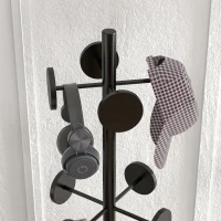HOMCOM Suport pentru Haine și Umbrele, Cuier Independent cu 8 Carlige Rotunde pentru Haine, Pălării și Poșete, Φ34x177 cm, Negru(m-7)