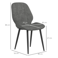 HOMCOM Set de 4 Scaune pentru Camera de Luat Masa, Scaune de Bucatarie cu Tapiterie din Material Textil din Catifea cu Picioare Metalice Solide pentru Camera de Luat Masa, Camera de Zi, Salon, Gri(m-3)