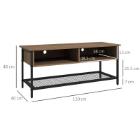 HOMCOM Dulap SuportTV pana la 48" in Stil Industrial, Mobiler Jos cu Rafturi din Lemn si Otel, 110x40x48cm, Maro si Negru(m-3)