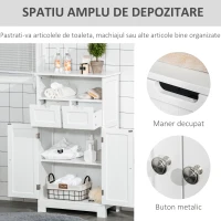 Kleankin Mobila Baie Multifunctionala, Dulap, Etajera, 2 Sertare, Alb(m-5)