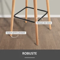 HOMCOM Set 2 Scaune de Bar – Tapiterie Gri cu Spatar si Perna(m-6)