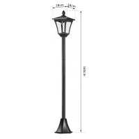 Outsunny® Tuinlantaarn zonne-energie lantaarn 40 lumen zwart 160 H cm tuinpadverlichting met led 18 x 160 cm(m-3)