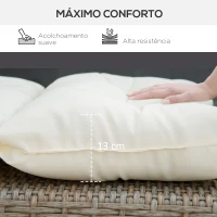 Outsunny Almofada para Espreguiçadeira 200x60x13 cm Almofada Retangular de Algodão para Espreguiçadeiras Creme(m-6)