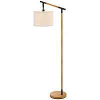 HOMCOM Metal Frame Floor Lamp with 350° Rotating Lampshade, for Living Room and Bedroom, LED Bulb Included, Brown(m-11)