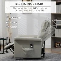 HOMCOM Power Lift Chair, PU Leather Recliner Sofa Chair for Elderly with Remote Control, Side Pocket, Grey(m-5)
