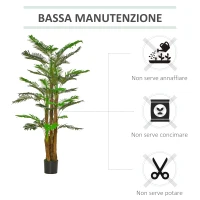 HOMCOM Palma Artificiale in Vaso con 42 Foglie, Pianta Finta Realistica per Interno ed Esterno, 185cm(m-6)