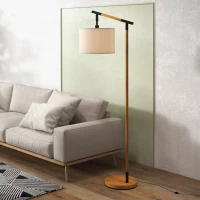 HOMCOM Metal Frame Floor Lamp with 350° Rotating Lampshade, for Living Room and Bedroom, LED Bulb Included, Brown(m-10)