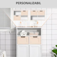 Kleankin Mobila Baie Multifunctionala, Dulap, Etajera, 2 Sertare, Alb(m-6)