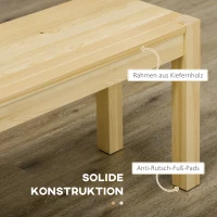 HOMCOM Ławka z litego drewna, 3-osobowa, kuchenna, z drewna sosnowego, Naturalna(m-5)